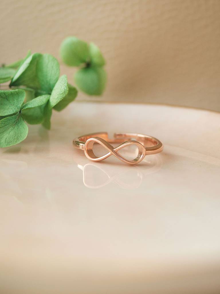 Classic Infinity Rose Gold Plated Sterling Silver Adjustable Ring : MPRRA605D1451
