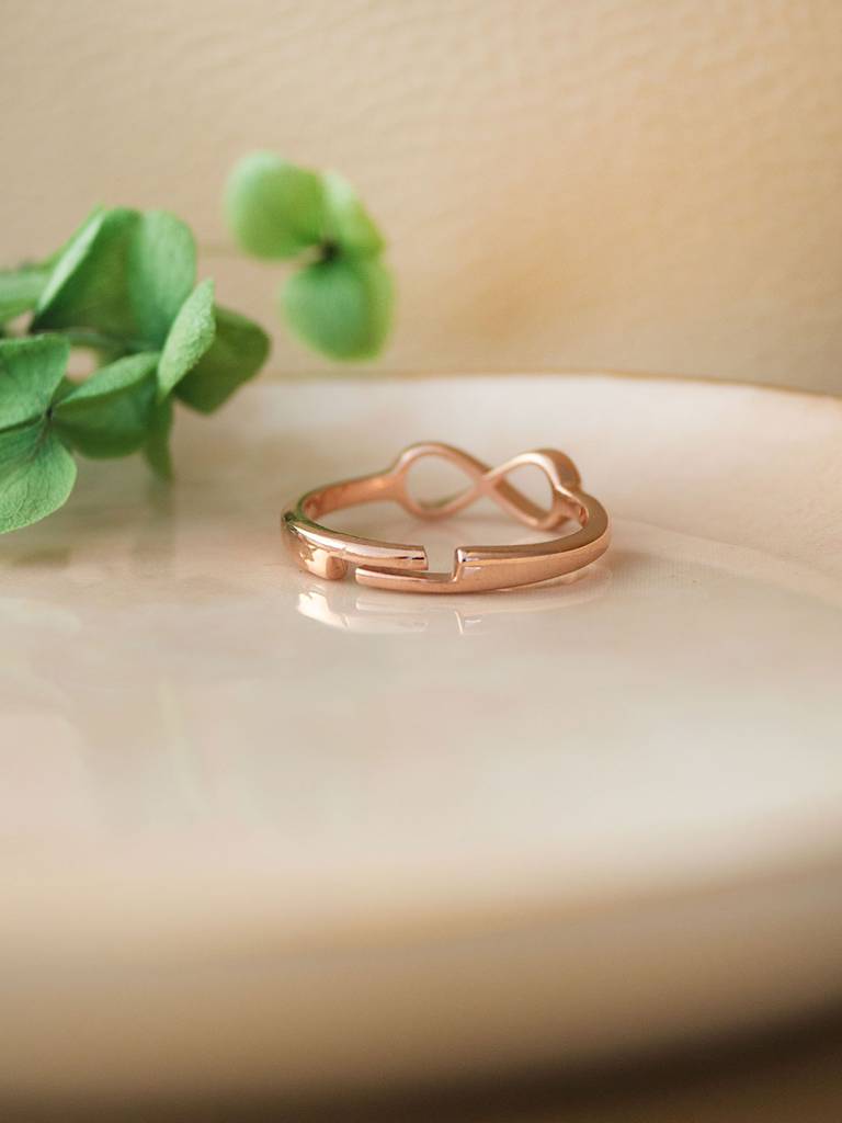 Classic Infinity Rose Gold Plated Sterling Silver Adjustable Ring : MPRRA605D1451
