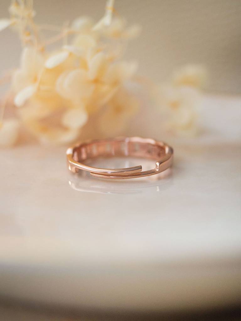 Interlinked Cuban Chain Rose Gold Plated Sterling Silver Adjustable Ring : MPRRA644D1517