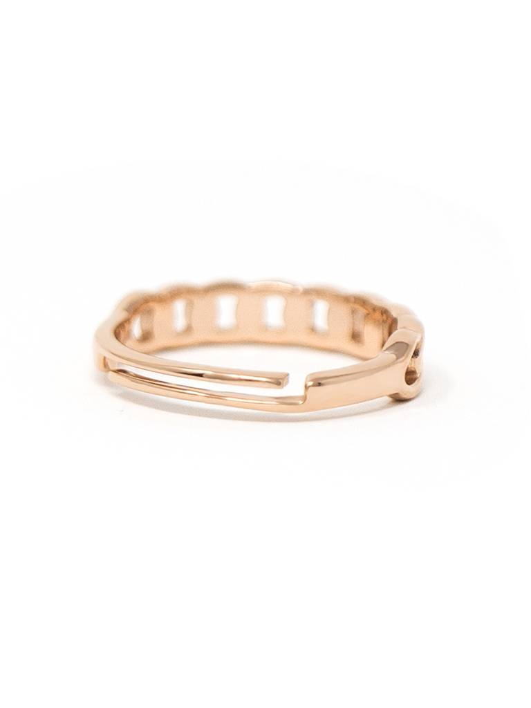 Interlinked Cuban Chain Rose Gold Plated Sterling Silver Adjustable Ring : MPRRA644D1517