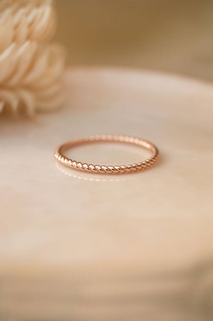 Twisted Spin Rose Gold Plated Sterling Silver Ring : MPRRC519D1210