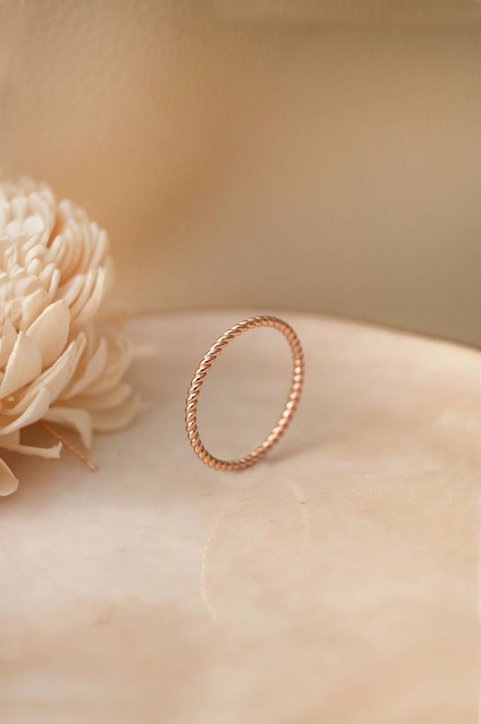 Twisted Spin Rose Gold Plated Sterling Silver Ring : MPRRC519D1210