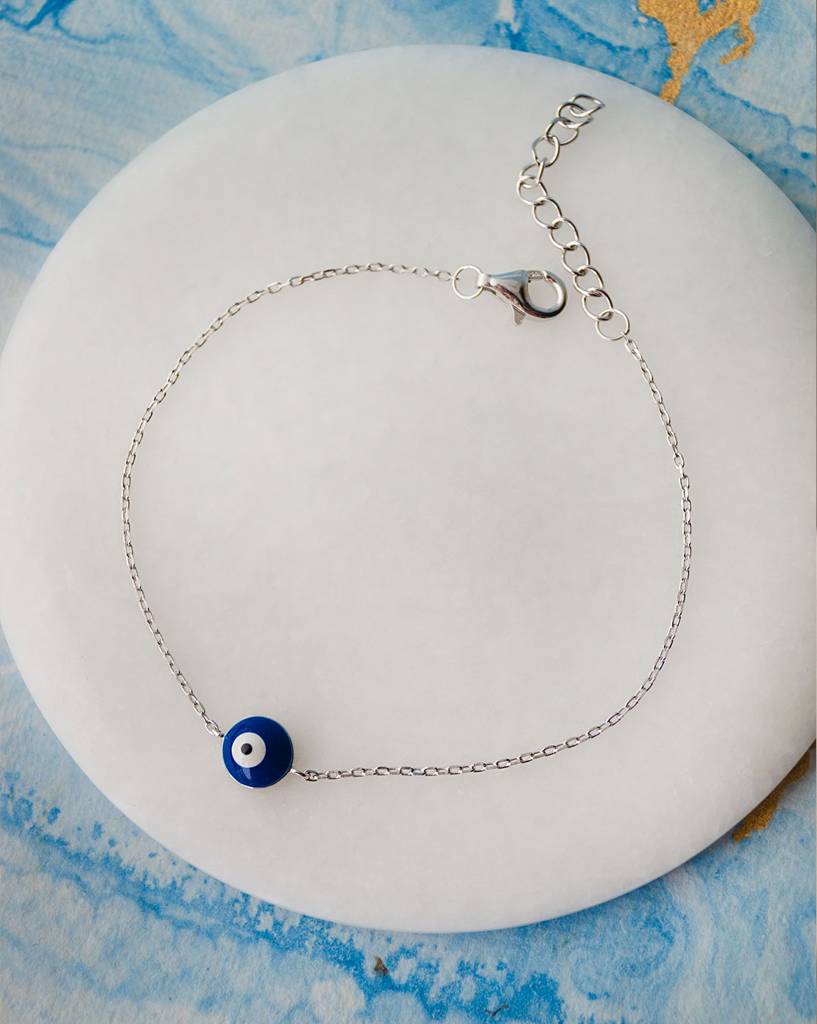 Classic Evil Eye Rose Gold Plated Sterling Silver Chain Bracelet : MPSBC388D859