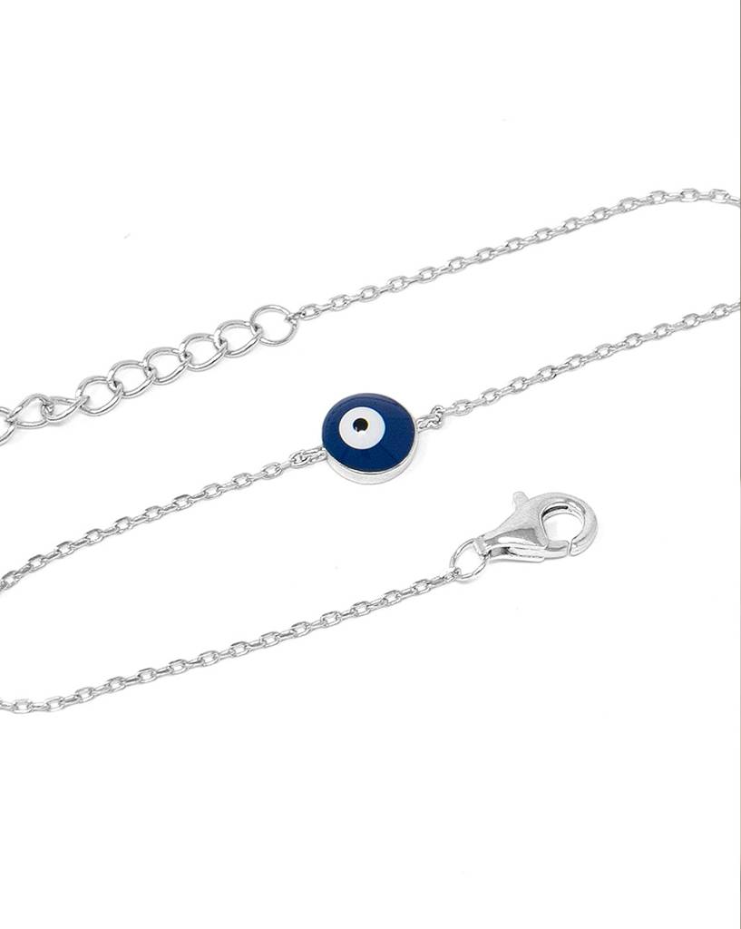 Classic Evil Eye Rose Gold Plated Sterling Silver Chain Bracelet : MPSBC388D859