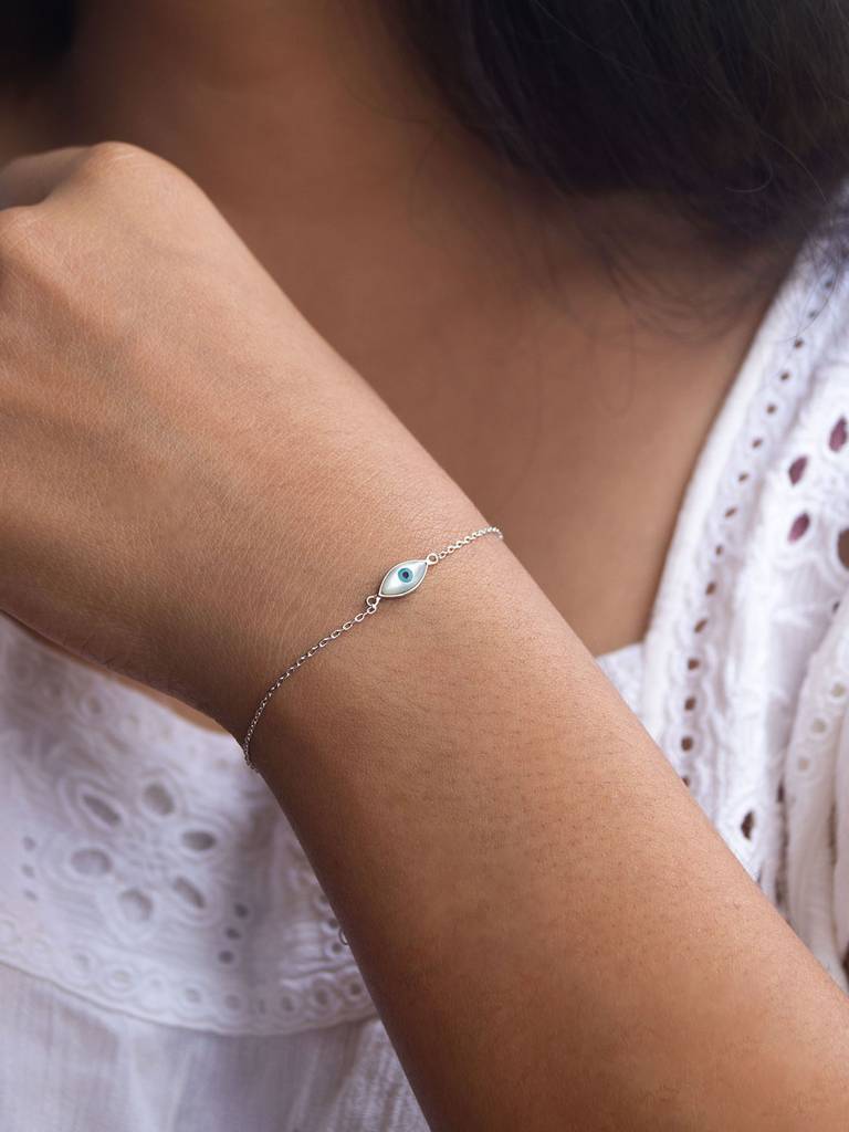 Evil Eye Sterling Silver Chain Bracelet