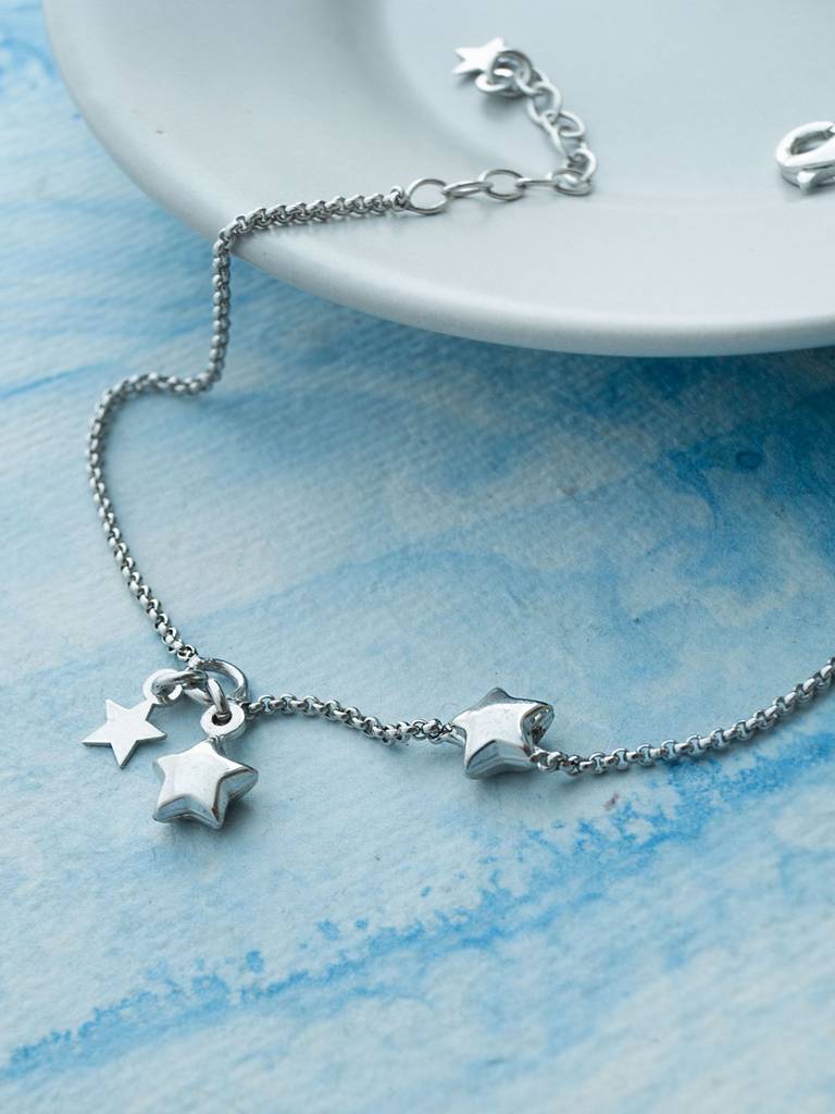Mannash Playing With Stars Sterling Silver Chain Bracelet : MPSBC648D1525