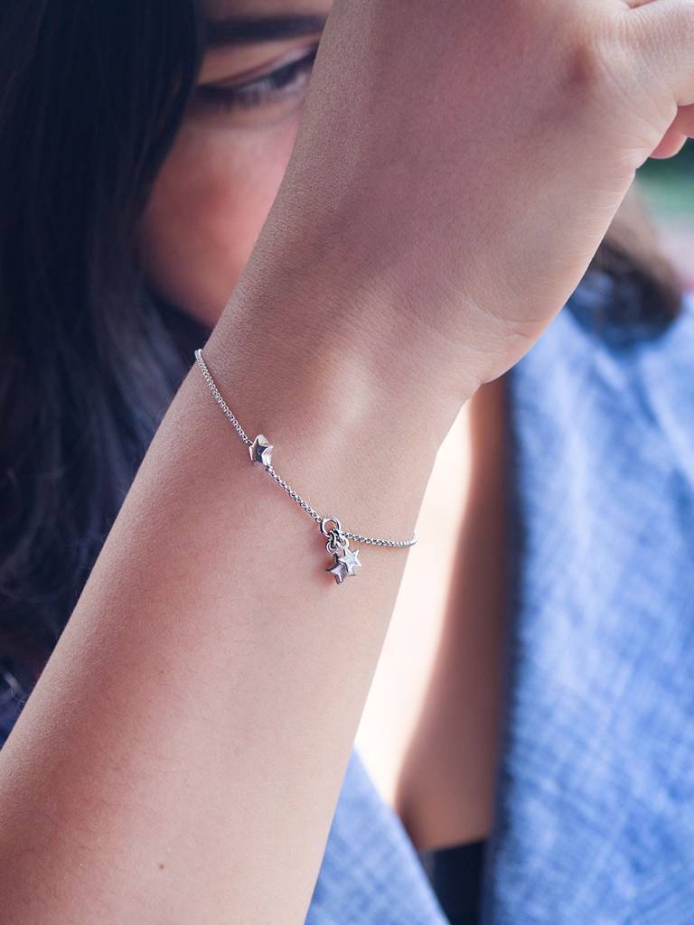 Mannash Playing With Stars Sterling Silver Chain Bracelet : MPSBC648D1525
