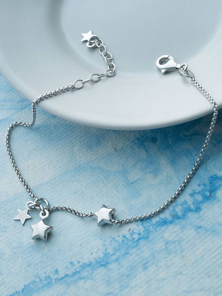 Mannash Playing With Stars Sterling Silver Chain Bracelet : MPSBC648D1525