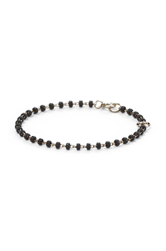 Classic Black Beaded Plated Sterling Silver Chain Kids Nazariya Bracelet : MPSBK897D2258