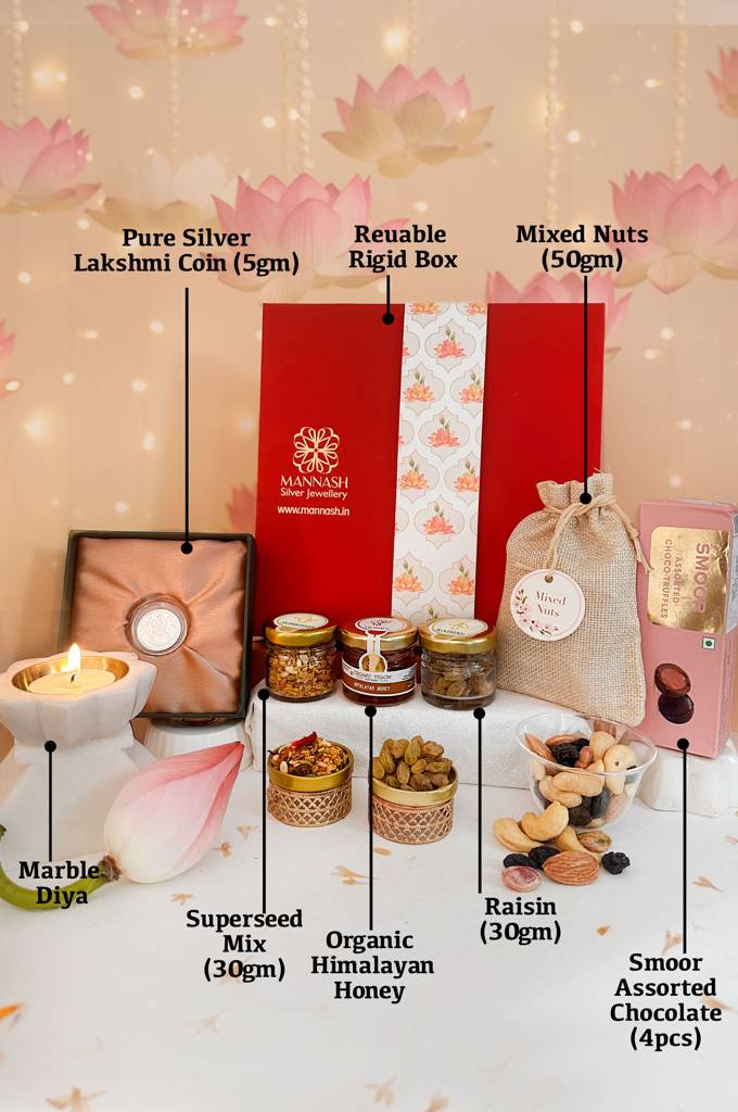 999 Purity Silverlakshmi Coin (5Gm) -Organic Treasure Diwali Gift Hamper : MPSDHH927D2333