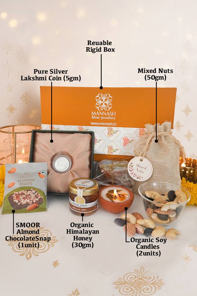 999 Purity Silver Lakshmi Coin (5Gm) -Festive Fortune Diwali Gift Hamper : MPSDHY926D2332