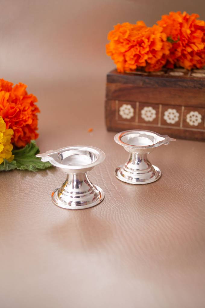 Blissful & Auspicious 925 Sterling Silver Diya - Set Of 2 : MPSDP889D2222