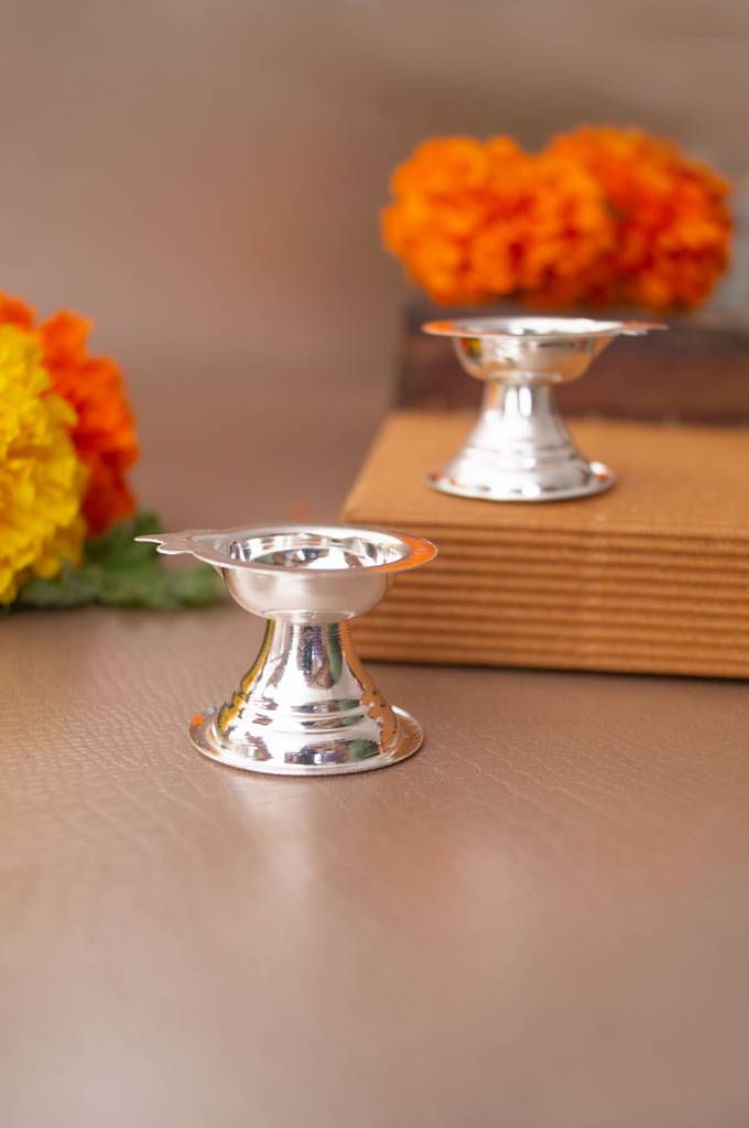 Blissful & Auspicious 925 Sterling Silver Diya - Set Of 2 : MPSDP889D2222