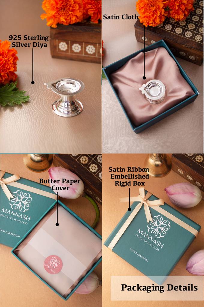 Blissful & Auspicious 925 Sterling Silver Diya - Set Of 2 : MPSDP889D2222