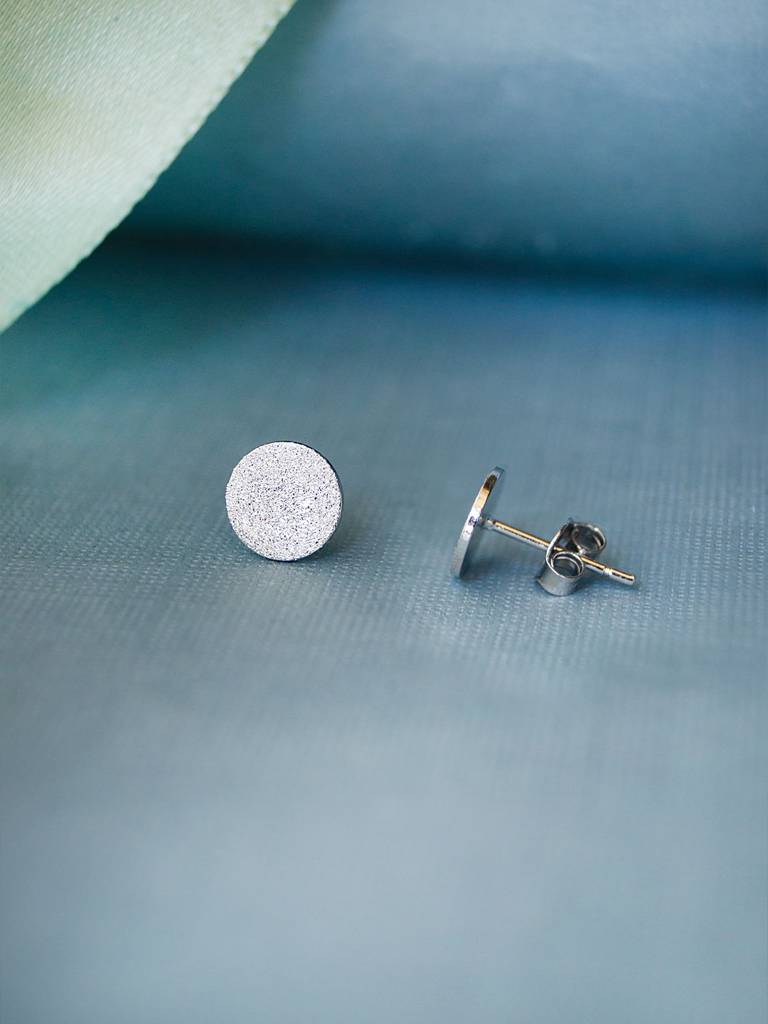 Sparkly Circle Mini Sterling Silver Stud Earrings : MPSES61D618