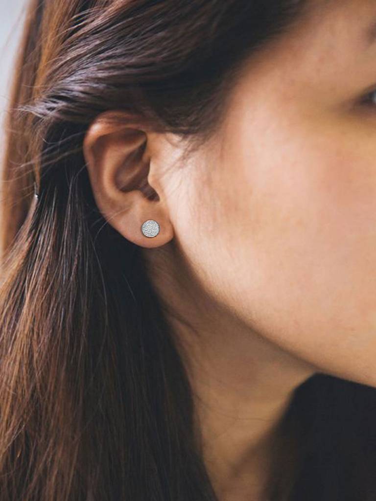 Sparkly Circle Mini Sterling Silver Stud Earrings : MPSES61D618