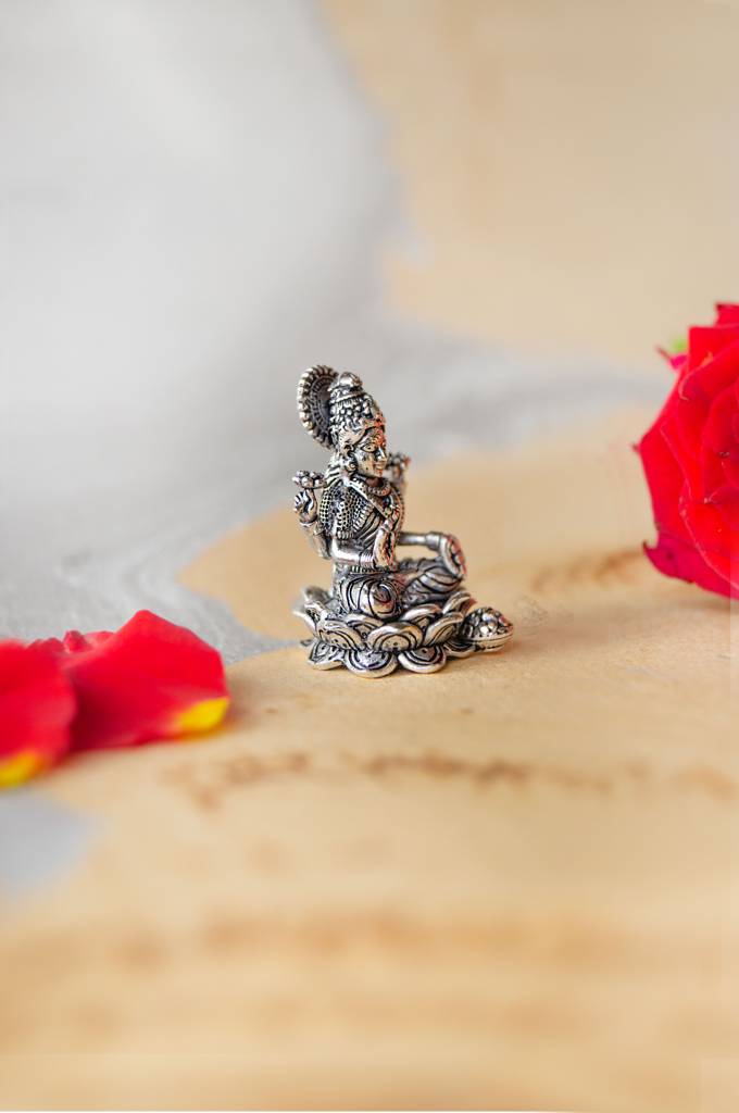 Divine Lakshmi Antique Finish 925 Sterling Silver Idol : MPSIL774D1814