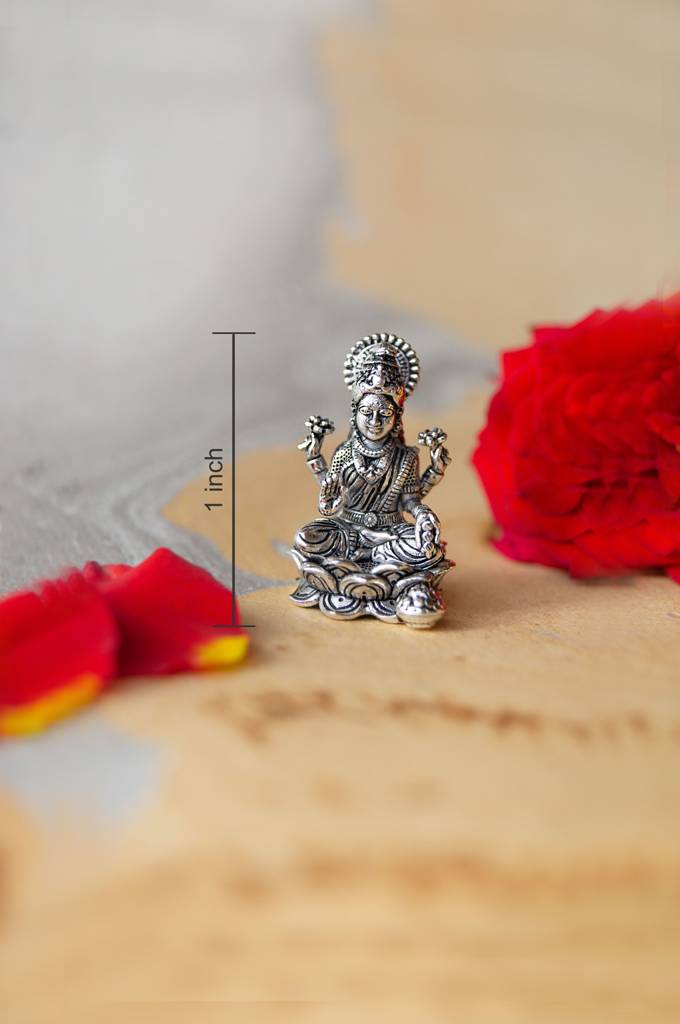 Divine Lakshmi Antique Finish 925 Sterling Silver Idol : MPSIL774D1814