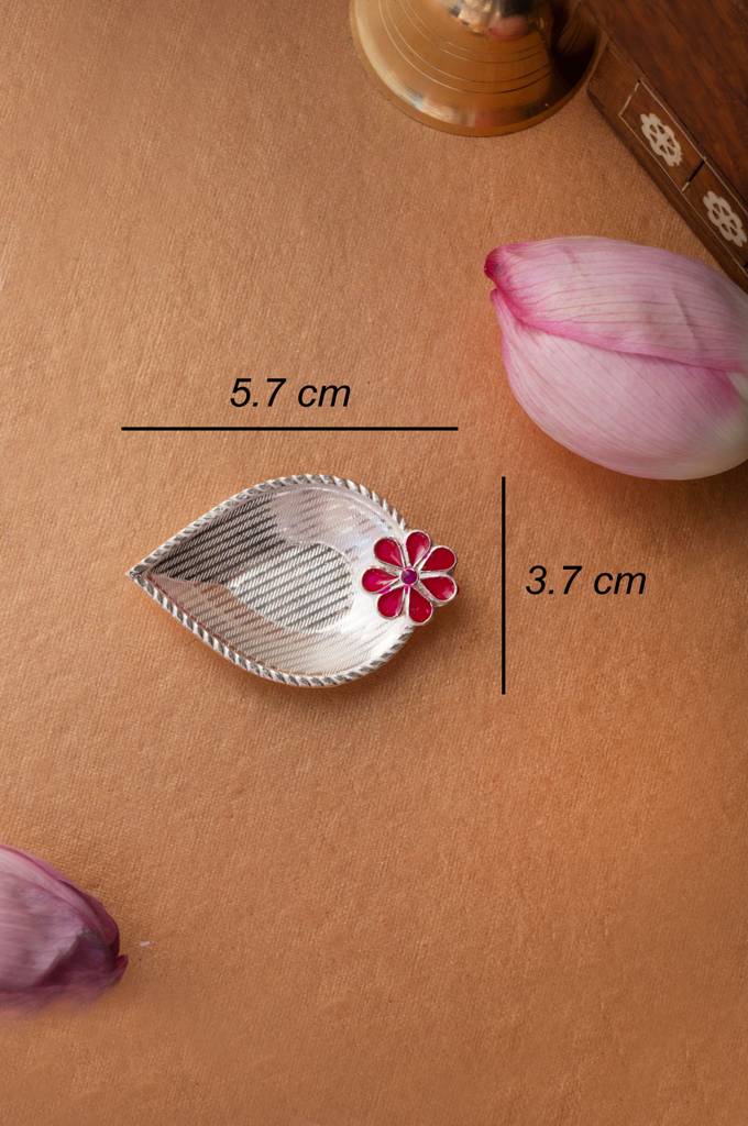 Exquisite Sterling Silver Flower Mini Meena Prasad Plate : MPSLS891D2224