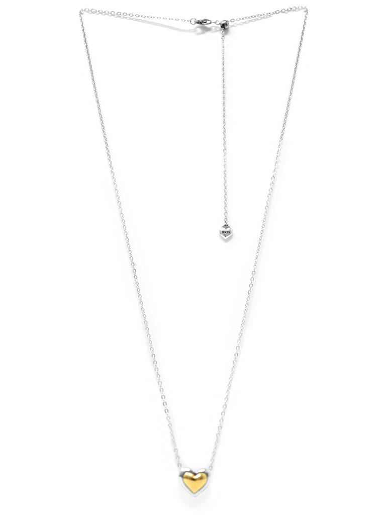 Mannash Dual Tone Heart Sterling Silver Pendant Chain Necklace : MPSNCP284D554
