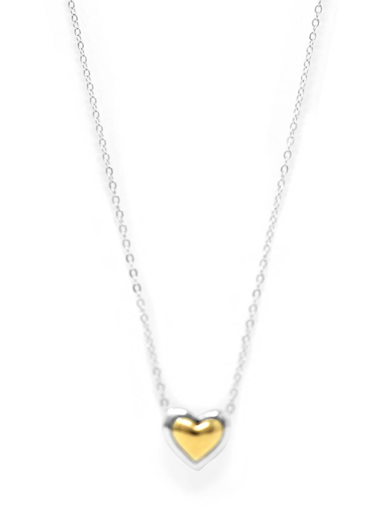 Mannash Dual Tone Heart Sterling Silver Pendant Chain Necklace : MPSNCP284D554
