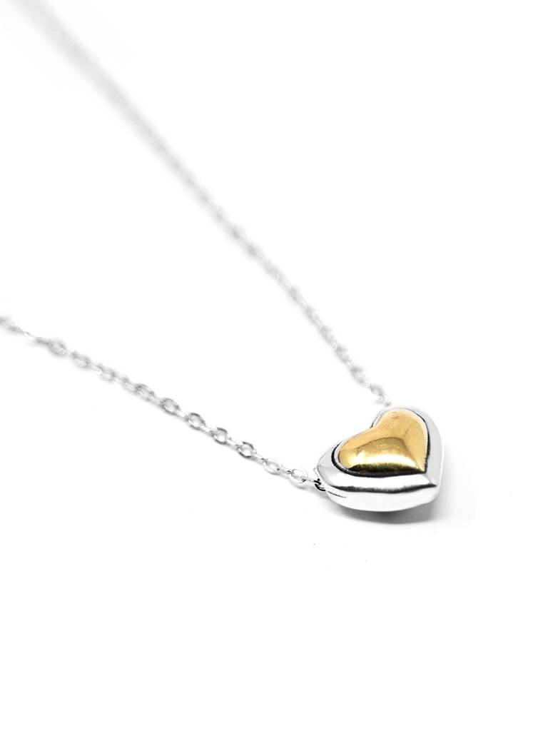 Mannash Dual Tone Heart Sterling Silver Pendant Chain Necklace : MPSNCP284D554