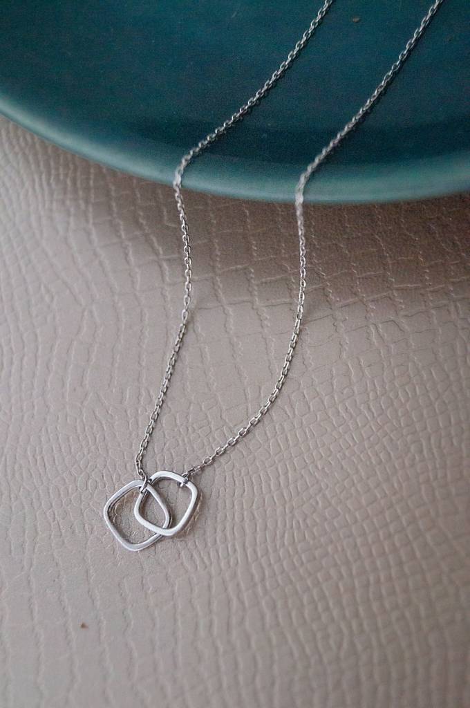 Mannash Minimal Interlinked Links Sterling Silver Chain Necklace : MPSNCP750D1748