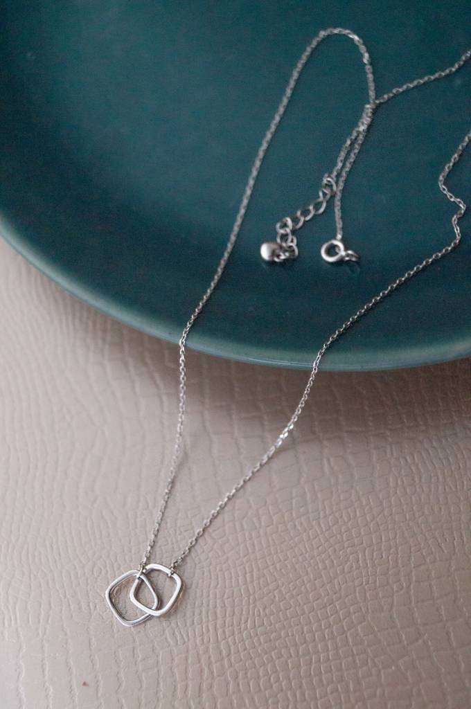 Mannash Minimal Interlinked Links Sterling Silver Chain Necklace : MPSNCP750D1748