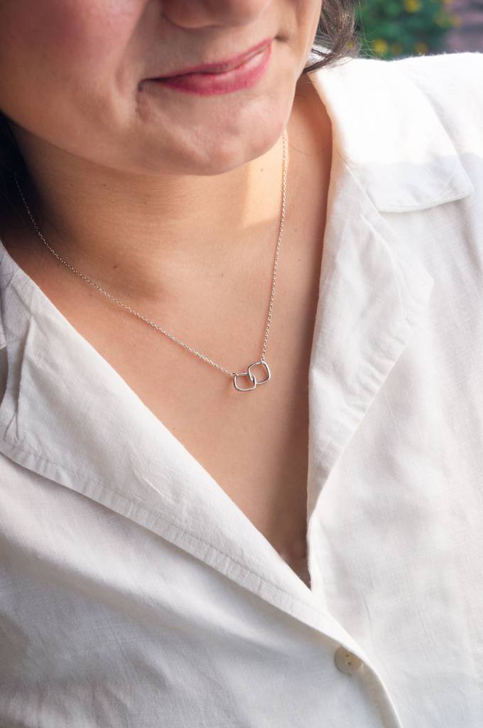 Mannash Minimal Interlinked Links Sterling Silver Chain Necklace : MPSNCP750D1748