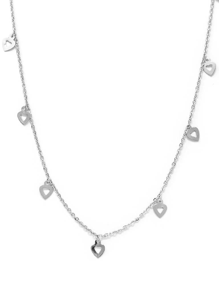 Mannash Leaflet Heart Charms Sterling Silver Chain Necklace : MPSND580D1374