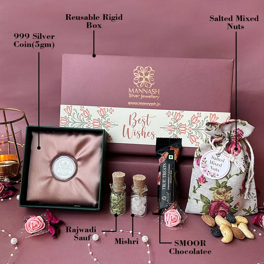 Best Wishes Celebration Hamper Gift Box - 999 5Gm Lakshmi Coin : MPSWHM912D2286