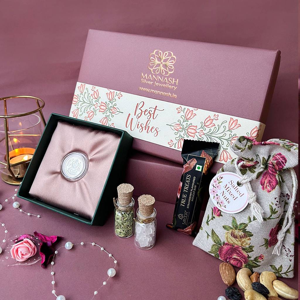 Best Wishes Celebration Hamper Gift Box - 999 5Gm Lakshmi Coin : MPSWHM912D2286