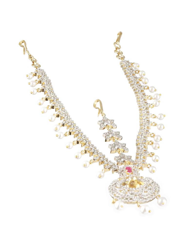 Gold-Plated Ad-Studded Mathapatti : MPT-JS23-10010