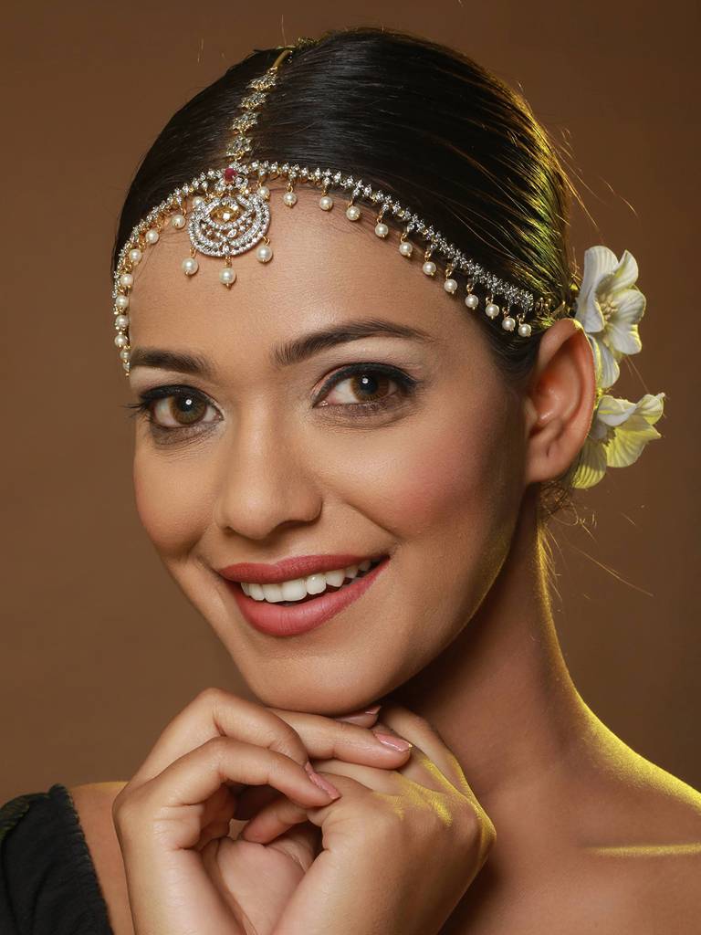 Gold-Plated Ad-Studded Mathapatti : MPT-JS23-10010