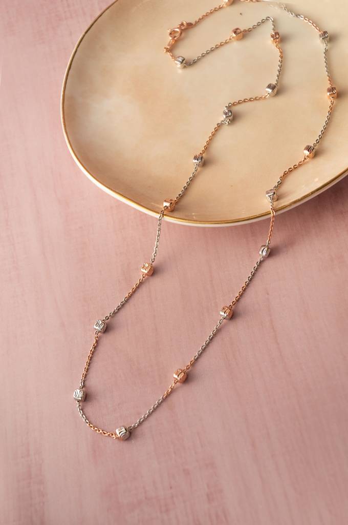 Mannash Cutting Cubes Two Tone Sterling Silver Chain : MPTNC755D1753