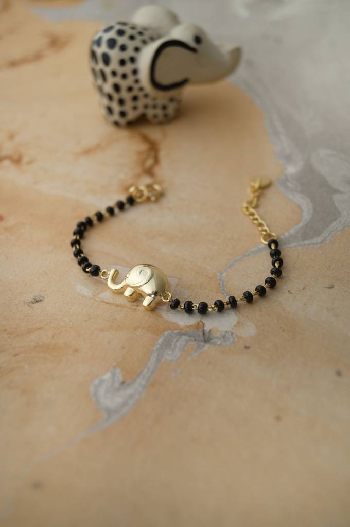 Lucky Baby Elephant Gold Plated Sterling Silver Chain Kids Nazariya Bracelet : MPYBK673D2259