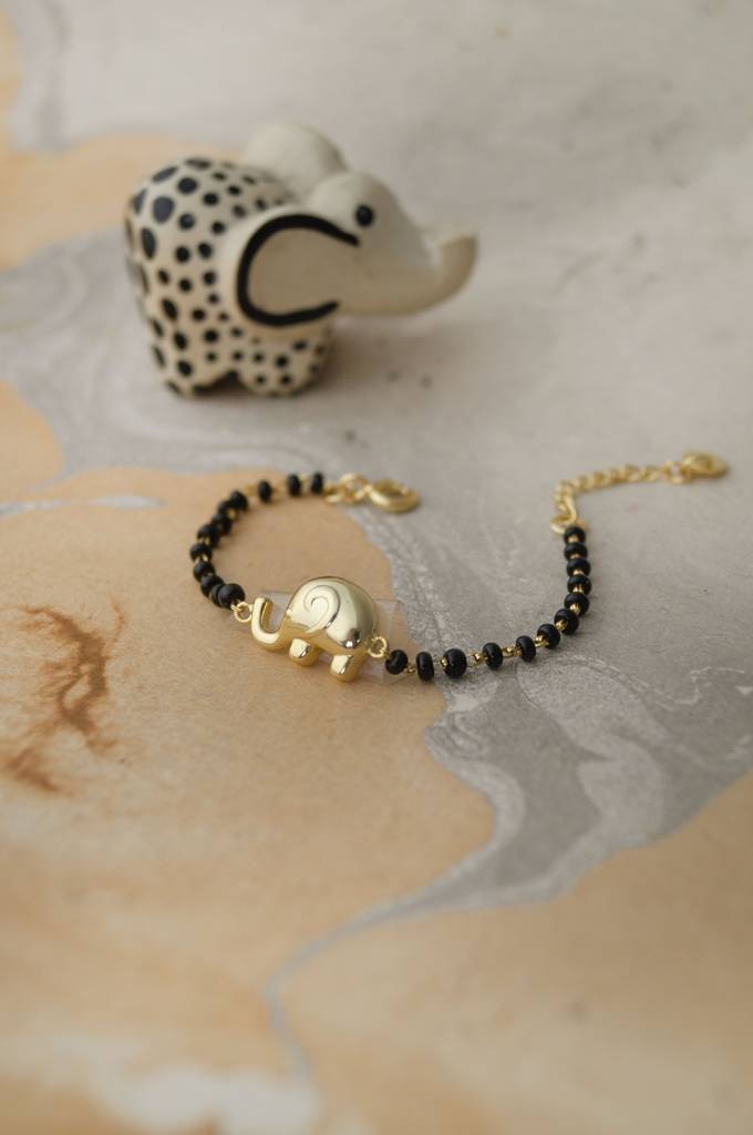 Lucky Baby Elephant Gold Plated Sterling Silver Chain Kids Nazariya Bracelet : MPYBK673D2259