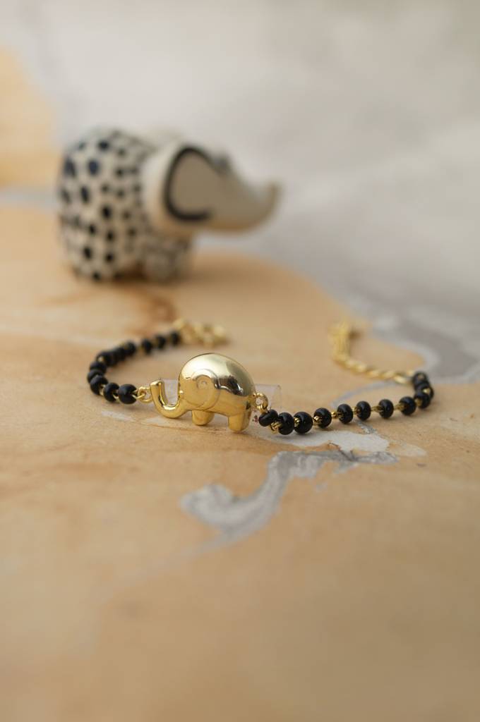 Lucky Baby Elephant Gold Plated Sterling Silver Chain Kids Nazariya Bracelet : MPYBK673D2259