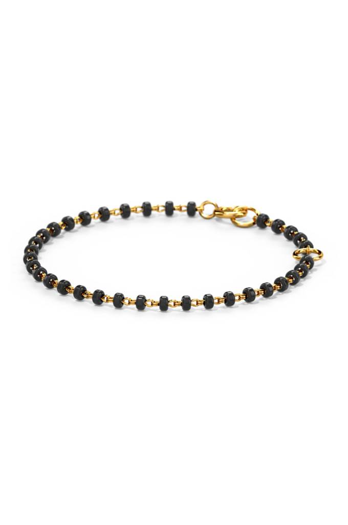 Classic Black Beaded Plated Sterling Silver Chain Kids Nazariya Bracelet : MPYBK897D2257