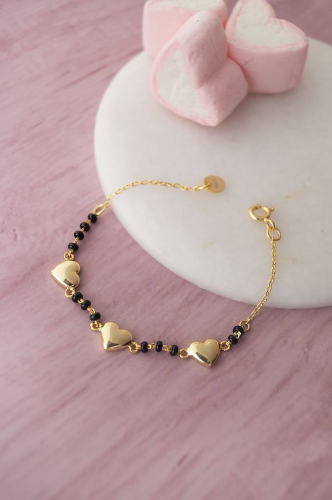 Heart Trails Gold Plated Sterling Silver Chain Kids Nazariya Bracelet : MPYBK906D2272