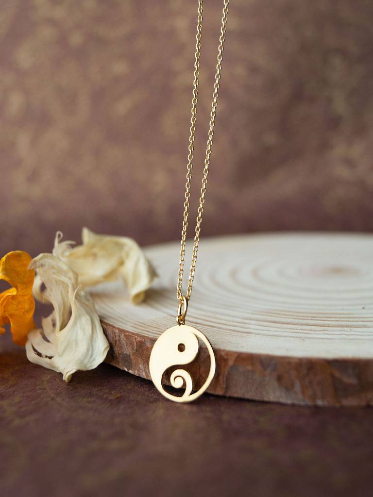 Yin And Yang With Ganesha Gold Plated Sterling Silver Charm Pendant With Chain : MPYCPC668D1591