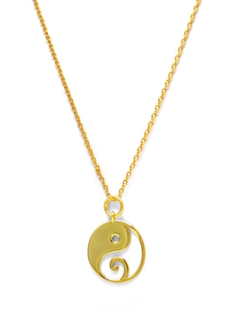 Yin And Yang With Ganesha Gold Plated Sterling Silver Charm Pendant With Chain : MPYCPC668D1591