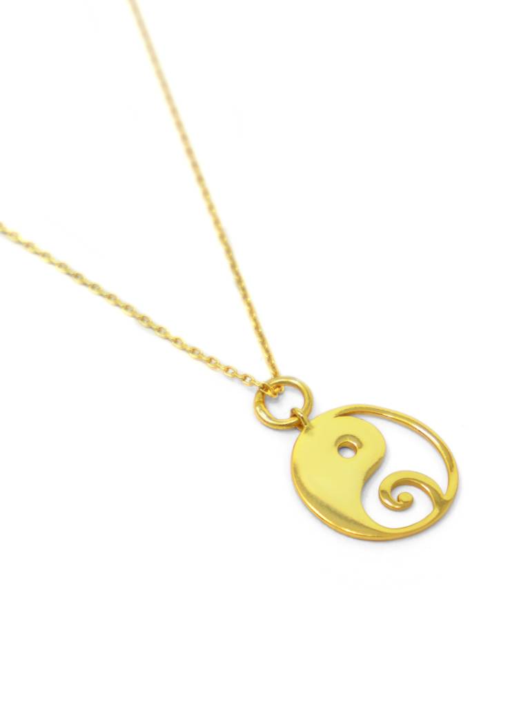 Yin And Yang With Ganesha Gold Plated Sterling Silver Charm Pendant With Chain : MPYCPC668D1591