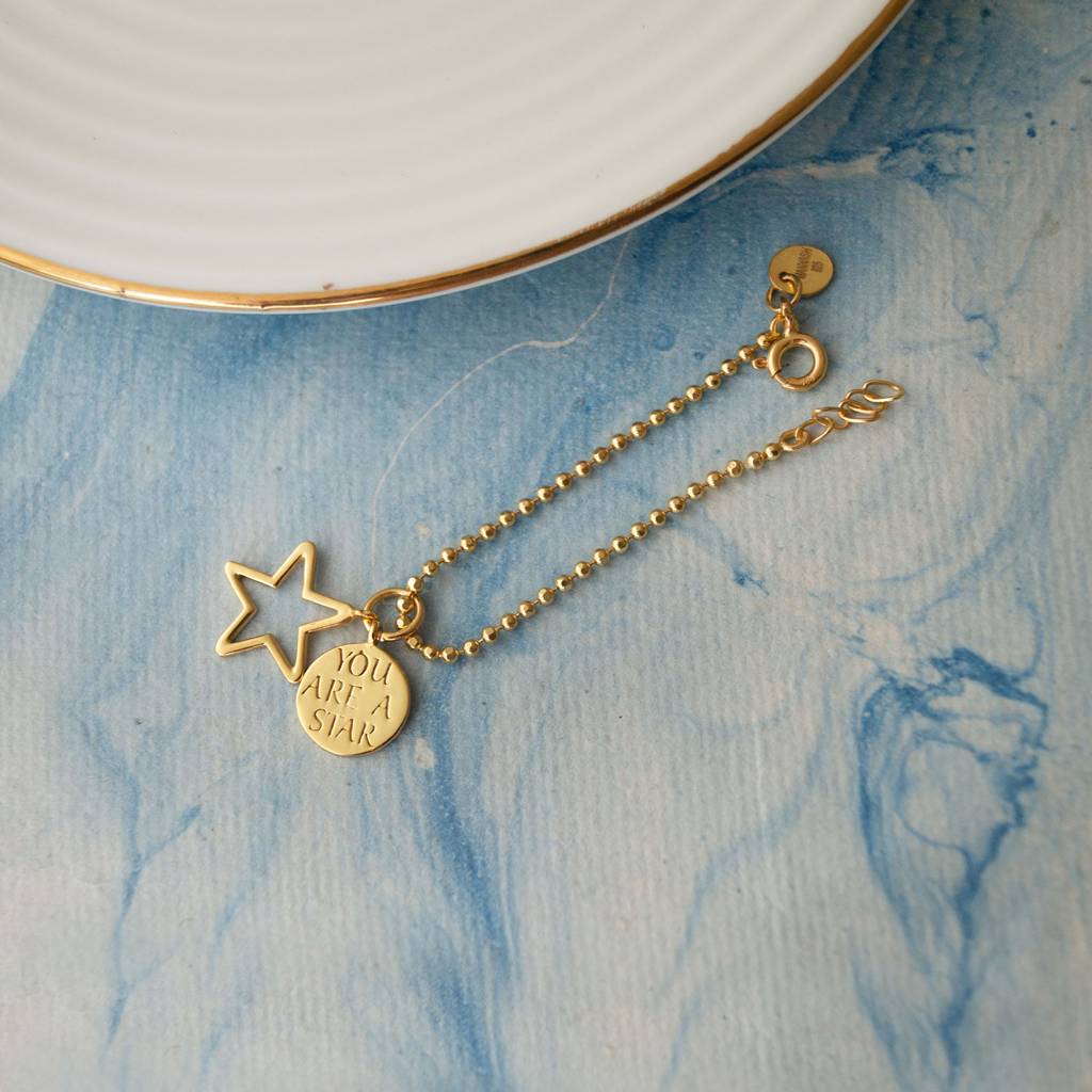 Mannash You Are A Star Gold Plated Sterling Silver Bhaia Bhabhi Rakhi Combo : MPYCWR671D1654