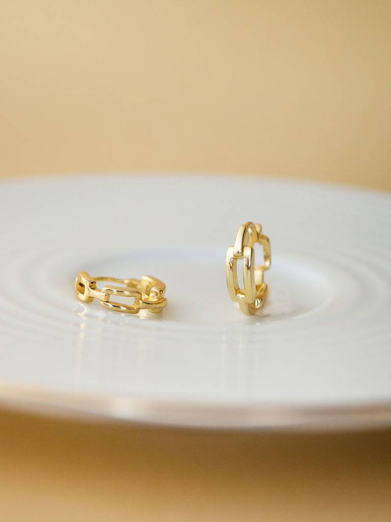 Mannash Interlinked Front And Back Rose Gold Plated Sterling Silver Hoop Earrings : MPYEH608D1457