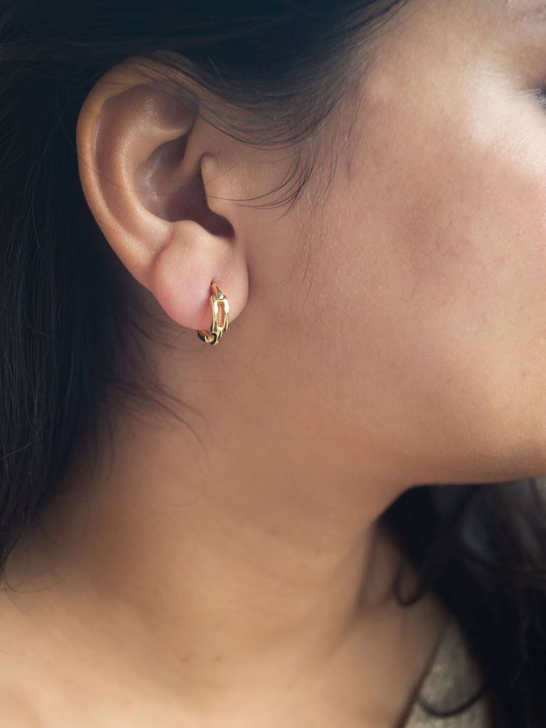 Mannash Interlinked Front And Back Rose Gold Plated Sterling Silver Hoop Earrings : MPYEH608D1457