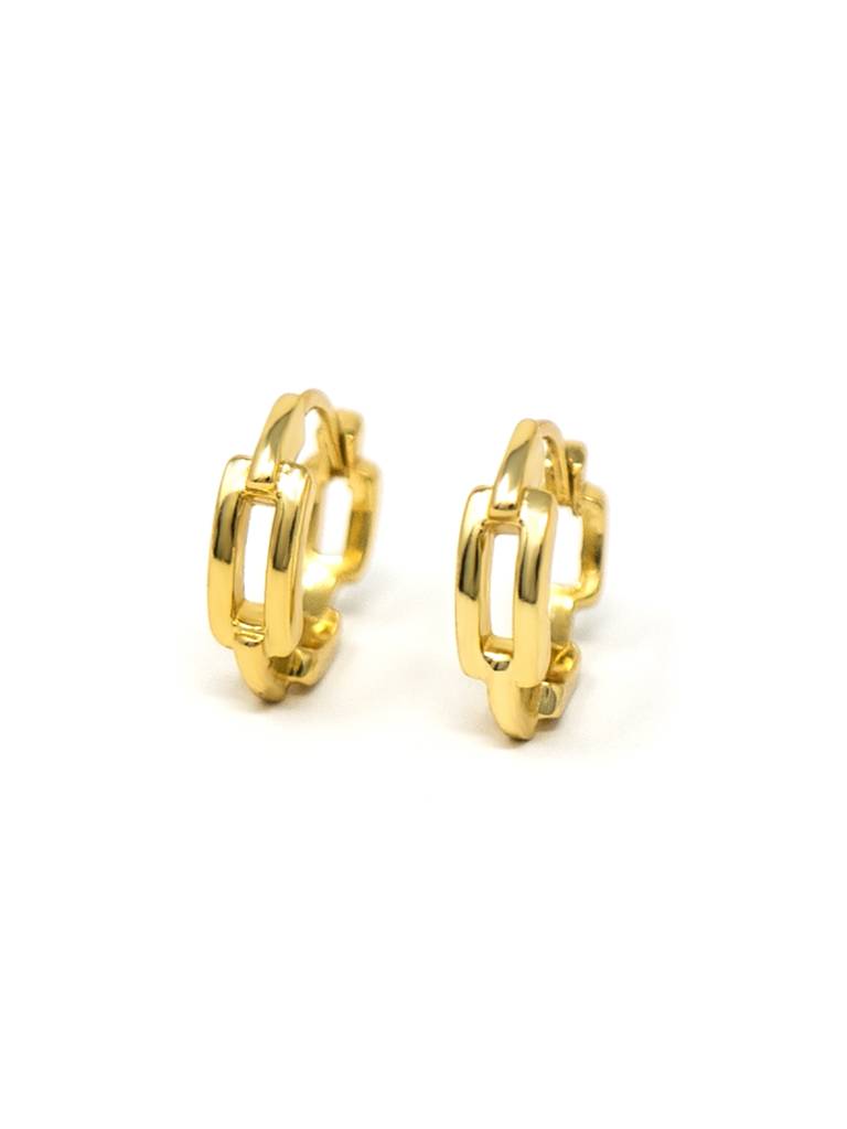Mannash Interlinked Front And Back Rose Gold Plated Sterling Silver Hoop Earrings : MPYEH608D1457