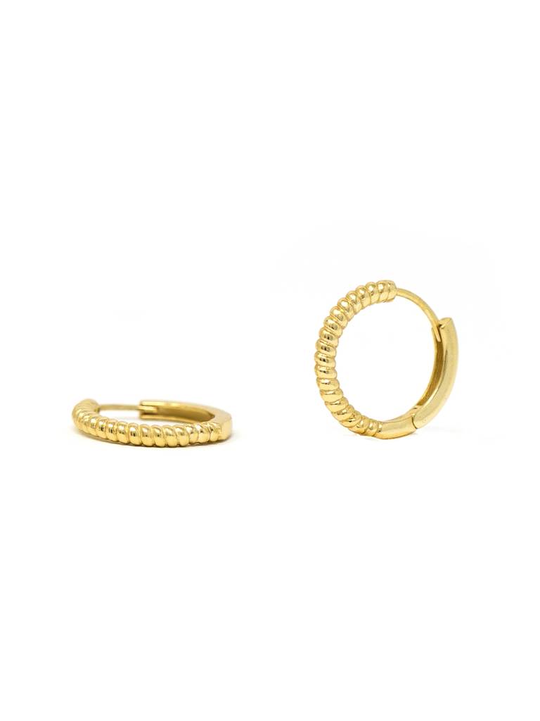 Mannash Twisting Glam Gold Plated Sterling Silver Hoop Earrings : MPYEH610D1461