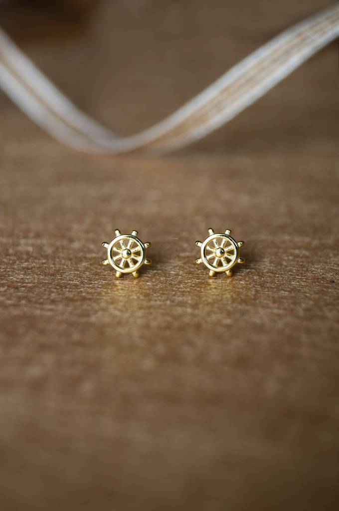 Fortune Wheel  Gold Plated Mini Sterling Silver Stud Earrings : MPYES131D253