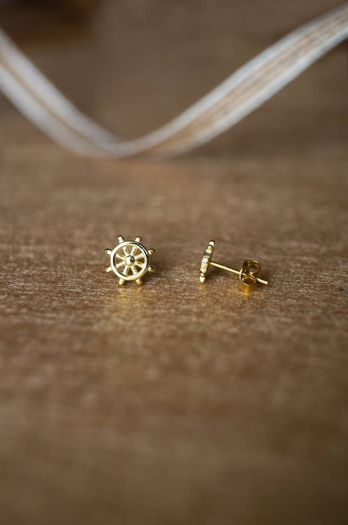Fortune Wheel  Gold Plated Mini Sterling Silver Stud Earrings : MPYES131D253